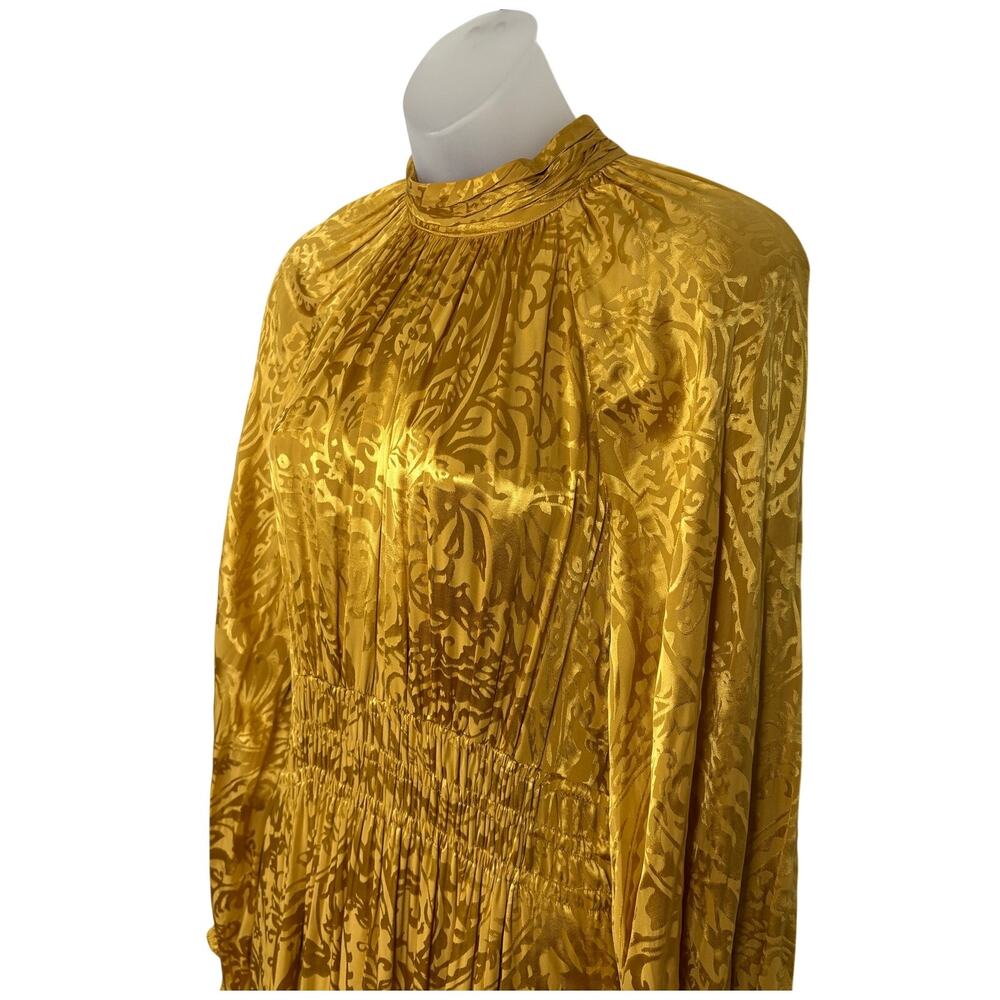 By Anthropologie The Somerset Long-Sleeve Maxi Dress Mock-Neck Gold Size M $178 - Picture 6 of 13